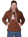 Matelco Men's Sherpa Pullover Hoodie Wool Hooded Neck Regular Fit Sweatshirt for Winter (XL, Coffee Brown)