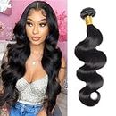 Huarisi 20 inch Body Wave Bundles Human Hair 1 Bundle, 10a Unprocessed Brazilian Virgin Hair Body Wave Weaves, Wavy Hair Extensions Wefts Sew in Weaves Real Hair Natural Color