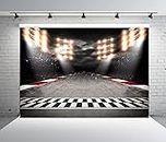 BELECO 9x6ft Fabric Racing Backdrop Motorsport Finish Line Race Track Racing Car Background Auto Moto Racing Circuit Sport Champion Backdrop for Kids Boys Birthday Party Decorations Photo Props