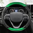 Internal Accessories Carbon Fiber Leather Car Steering Wheel Cover for Jeep for Patriot 2006-2017 Car Interior Accessories (Color : Green)