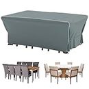 Velway Patio Furniture Set Cover - Heavy Duty 420D Waterproof Weatherproof Sofa Couch Set Covers Garden Dining Table Chair Set Cover with Reflective Tape Rectangular 95"L x 64"W x 39"H - Grey