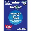 Tracfone New $30 Unlimited Talk, Text, 3GB Data - 30 Day Smartphone Plan