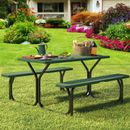 Outdoor Picnic Table Bench Set 4 Seat Resin Chair Camping for Garden Yard 4.5FT
