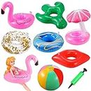 6 Pcs Pool Floaties for Girl Dolls, Girl Doll Swim Accessories Set Swimming Pool Floaties Party Ring Girl Dolls Cup Coasters Dolls Pool Toys Doll Pool for 11.5" Dolls Girl Swimming Pool Toy (Classic)