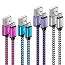 Micro USB Cable 4Pack【0.9M/0.9M/1.8M/1.8M】 Android Charger Cable USB to Micro USB Cable Fast Charging Braided Nylon Cable for Samsung Galaxy S7 Edge S6 S5 J7 J5 J6 A6,Xbox,PS4 Controller,Tablet