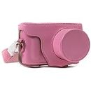 MegaGear Ever Ready Protective Leather Camera Case, Bag for Samsung NX Mini 9-27mm (Light Pink)