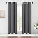 NICETOWN Thick Bedroom Blackout Draperies - Three Pass Microfiber Thermal Insulated Ring Top Blackout Window Curtains (W42 x L72, Gray, 2 Panels)
