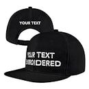 Pranboo® Custom Text Snapback Hat/Cap | Embroidered Front & Back | Personalized Flat Brim Hats丨Black