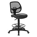 Office Star Deluxe Vinyl Seat and Mesh Back Drafting Chair with 20-inch Diameter Adjustable Footring Black