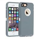 Case for iPhone 6/6s, [Heavy Duty] 3 in 1 Built-in Screen Protector Cover Dust-Proof Shockproof Drop-Proof Scratch-Resistant Shell Case for Apple iPhone 6/6s, 4.7 inch, Gray&White