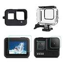 Adofys Accessories Kit for GoPro Hero 8 Black with Waterproof Case + Ultra Clear Tempered Glass Screen Protector + Lens Protector + HD Front Display Lens Protector + Silicone Rubber Protective Case