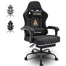Symino Gaming Chair with Footrest, Computer Ergonomic Video Game Chair, Adjustable Swivel Task Chair with Lumbar Support, PC Chair, Office Chair PU Leather, Black