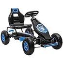 Aosom Kids Pedal Go Kart, Ride On Toys for Boys Girls with Ergonomic Adjustable Seat, Rubber Wheels Shock Absorb, Safety Hand Brake, Ages 5-12 Years Old, Blue
