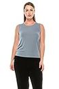 Jostar Women's Basic Tank Top – Sleeveless Round Neck Stretch Casual Solid T Shirts, Grey, X-Large