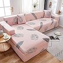 ZYBW Forros Para Muebles Sofas,L Shape Sofa Covers Sectional Sofa Covers Pink Tropical Leaves Pattern Corner Couch Fabric Furniture Sofa Slipcover Anti-Slip Furniture Protector Cover,4 Seater 230