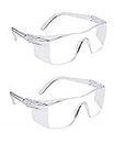 Pacificdeals Protective Safety Transparent Goggles Glasses Impact Clear Anti-Fog Spectacles for Eye Protection Eyewear - White (Pack Of 2)