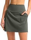 SANTINY 16" Golf Skorts Skirts for Women with 4 Pockets Women's High Waisted Stretchy Tennis Skirt Athletic Skort, Sage Green, X-Large