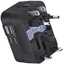 rts International Universal Worldwide Travel Adapter,All in One Universal Power Wall Charger AC Power Plug Adapter with Dual USB Charging Ports for USA EU UK AUS Cell Phone Laptop (Black)