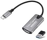 Zhongkaifa Carte de Capture vidéo HDMI vers Type-C, Free Drive 4K 1080P Type-C HDMI vers USB-C, Convertisseur Portable pour l'enregistrement de Jeux Diffusions en Direct Console téléphonique