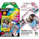 Fujifilm Instax Mini Film, Rainbow (10 Exposures) & Instax Mini Film, Confetti (10 Exposures)