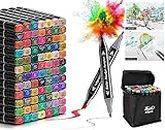Finaxo 48 Colours Art Markers Sketch Pens With Dual Tips: Fine And Broad Chisel, Art Supplies For Colouring, Sketching, And Drawing With Marker Case (Pack Of 1), Multicolor
