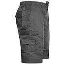 Whispering Jones London Big Size (AMIR) Mens Cargo Combat Plain Shorts Summer Cotton Beach Shorts Pockets Long SZ 30-44[Charcoal Grey,XXXL]