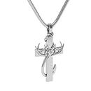 You Had Me At Camo Hunting, Faith & Fishing Cross Pendant - Unisex Silver Jewelry - Cross Necklace for Men and Women - Silver Necklace - Antler Necklace for Women and Men - 1.75 in x 1.12 in (Large)
