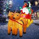 SAILESI 7FT Christmas Reindeer Pull The Sleigh Take Santa Claus with Gift Box,Build-in LED Inflatable Santa Riding Sled,Blow Up LED Lights for Xmas Indoor Outdoor Garden Yard Lawn Holiday Party Decor