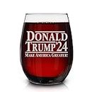 Shop4Ever Donald Trump 2020 Make America Greater Laser Engraved Stemless Wine Glass ~ Presidential Patriot MAGA Donald Trump for President ~ (15 oz.)