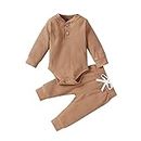 Xifamniy Newborn Baby Boy Clothes Outfit Long Sleeve Pant Sets(0-3 Months, Khaki)