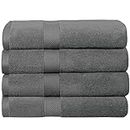 LINENOVA Premium Bath Towels Set (Pack of 4) 100% Combed Cotton, 650GSM, Maximum Softness and Highly Absorbent-Charcoal