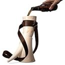 BLKSMITH Viking Drinking Horn | Dishwasher Safe and BPA free Viking Horn Drinking Cup | 24 oz Plastic Beer Glass with Leather Holster and Matching Stand | Ivory