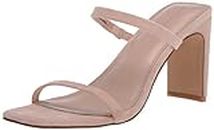 The Drop Women's Avery Square-Toe Two-Strap High Heeled Sandal, Natural, 6 UK