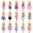 Miunana 12 Clothes Outfits for 6 Inch Dolls = 10 Dresses + 2 Shoes for Girl Dolls