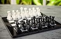 MARBLISS RADICALn 40x40 cm Handmade Marble Black & White Weighted Full Chess Game Set with Storage Box Chess Sets for Adults