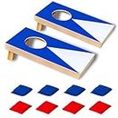 Super Fun, Portable Mini Desktop Cornhole Set of 2,Coated Wood Boards with 6 Red 6 Blue Bags,Wooden Desktop Cornhole Game Set for Travel, Tabletop Mini Bean Bag Toss Game for Kids and Adults