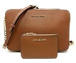 Michael Kors Jet Set Large Saffiano Leather East/West Cross Body Bag with Small Top Zip Coin Pouch (Luggage), Luggage