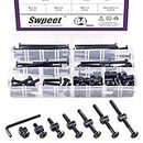 Swpeet 120Pcs Black M6 × 15/25/35/45/55/65/75mm Crib Hardware Screws Kit, Hex Socket Head Cap Crib Baby Bed Bolt and Barrel Nuts with 1 x Allen Wrench Perfect for Furniture, Cots, Crib Screws