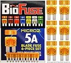 BioFuse Micro2 APT ATR 6-Piece 5A Automotive Car Fuses (Set of 6 Micro 2 Blade Fuses) Transparent and Clearly Marked