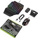 Ubervia® Half Hand Gaming Keyboard and Mouse Combo, 4 in 1 Mobile Game Combo Pack, Mobile Gamepad Controller, One Handed Gaming Keyboard, Mouse Converter, Adjustable Phone Stand,03NUPGTBVW