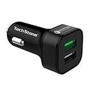 TechStone caricabatterie auto 3.0 Doppia porta USB per auto portatile 36W - Adattatore compatibile con iPhone XS/Max/XR/X/8/7/6/Plus, Galaxy S10 S9 S8 Plus, iPad Pro/Air/Mini e altri