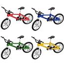 Novelty Place Mini Finger Bike - Miniature Fidget Bicycle Toy Game Set for Kids and Adults - Metal Bike Model Collections Decoration - 4 Colors (4 Pack)