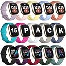 GEAK 15 Pack Bands Compatible with Fitbit Versa 3 Bands/Versa 4 Bands/Fitbit Sense 2/Sense Bands,Soft Replacement Waterproof Sport Watch Strap Wristband for Fitbit Versa 3 Bands for Women Men Small