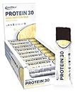 IronMaxx Proteína 30 barrita proteica - vainilla 24 x 35g | barrita proteica sin aceite de palma y sin gluten con vitaminas | adecuado para una alimentación baja en azúcar y carbohidratos