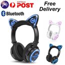 Cat Ear Wireless Headphones Bluetooth Earphone Headset Rechargeable LED Flashing