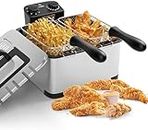 Deep Fryers with Triple Baskets - Simoe 5.3QT/21 Cup Electric Large Fryer, Friteuse 1700W Stainless Steel Deep Fryer with Lid, Adjustable Temperature & Timer & View Window, Professional Grade