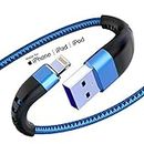 Essri 3 Pack Lightning Cable 6ft, [MFI Certified] iPhone Charger Cord 6 Feet, Strong Nylon Braided Cable 6 Foot Fast Charger Cord for iPhone 14/13/12/11/X/XS/XR/8/iPad Mini Air (Blue)