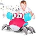 Baby Crawling Crab Toys With Music and Light Interactive Walking Sensory Toys with Automatically Avoid Obstacles Function Musical Toys for Kids Toddler