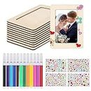 zjdbset Picture Frame Painting Craft Kit for 4 * 6 Photo,10Pcs DIY Unfinished Wooden Picture Frames with 12Pcs Painting Color Pen 4 Sheets Crystal Diamond Stickers for DIY Craft