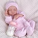 Aori Reborn Baby Dolls Realistic Newborn Girl Dolls 18" Real Life Reborn Baby Coming with Pink Feeding Kit & Gift Box for Kids-Love